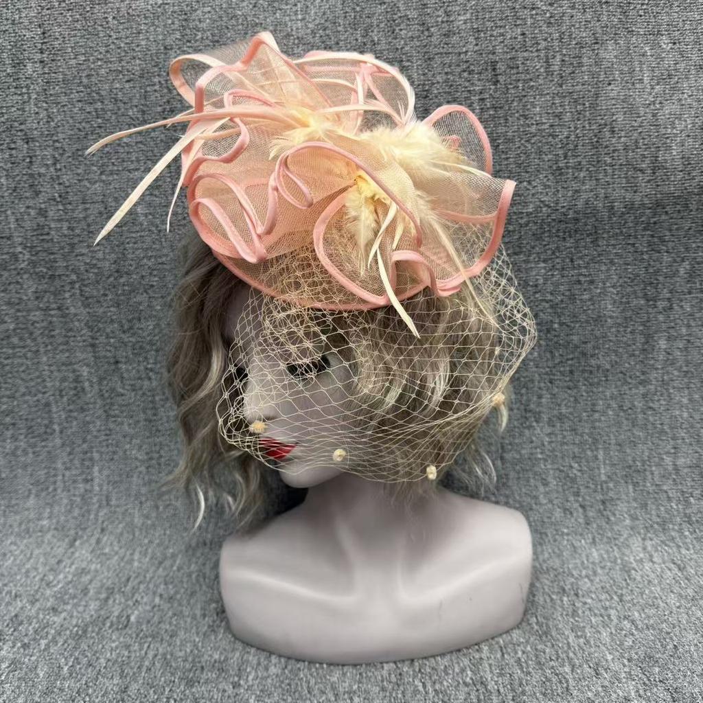 Fascinator Celebrity Vintage British Style Mesh Head Flower Top Hat Children's Performance Stage Veil Hairpin