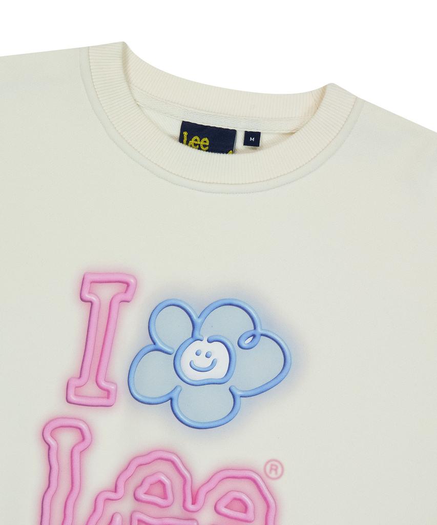 WACKY WILLY [Wacky Willy X Lee] Women'S I-Lil-Lil-Lil Graphic Crop Sweatshirt Cream