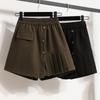 Autumn Winter Women Woolen Blend Shorts Culottes Ladies Black Coffee Elastic Waist Wide Leg Short Pants Plus Size