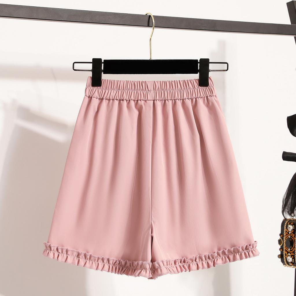 DIMANAF Plus Size Women Shorts Pants 2025 Summer Loose Short Basic High Waist Solid Pants Elastic Waist