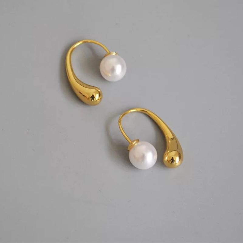 PONYKISS Real S Sterling Silver Pearl Hook Huggies Earrings For Women Trendy Fine Minimalist Accessories