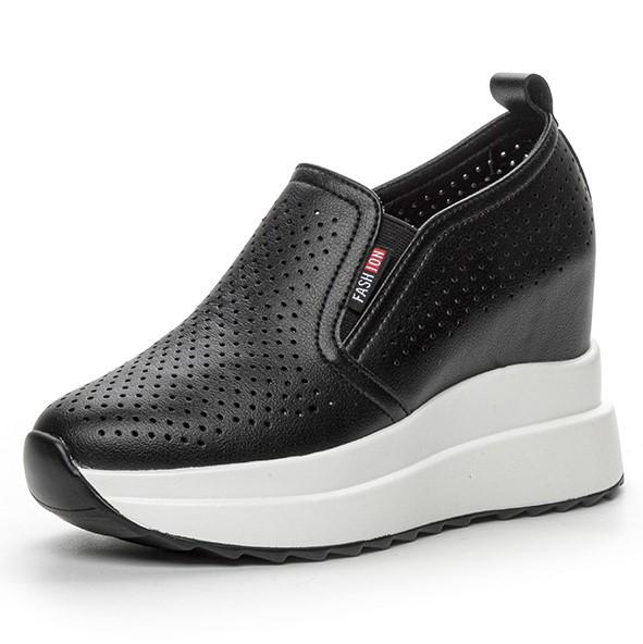 

Модные туфли-лодочки на танкетке 10 см, мокасины, женские сандалии на платформе, брендовые сандалии, летняя обувь из натуральной кожи, скрытые каблуки, женская обувь 2024 г. 34