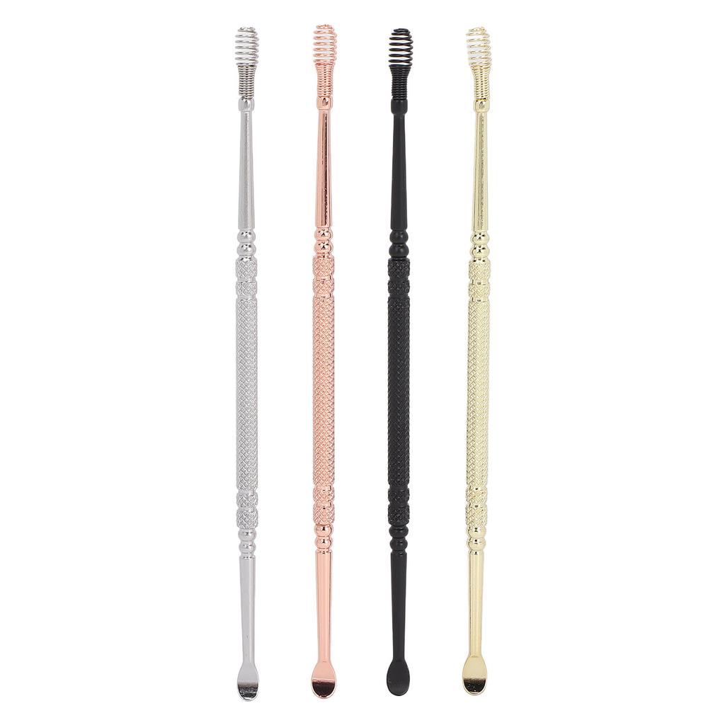 4 Colors Stainless Steel Double Head Ear Spoon 360 degrees Spiral Earwax Remover Cleaning Tool