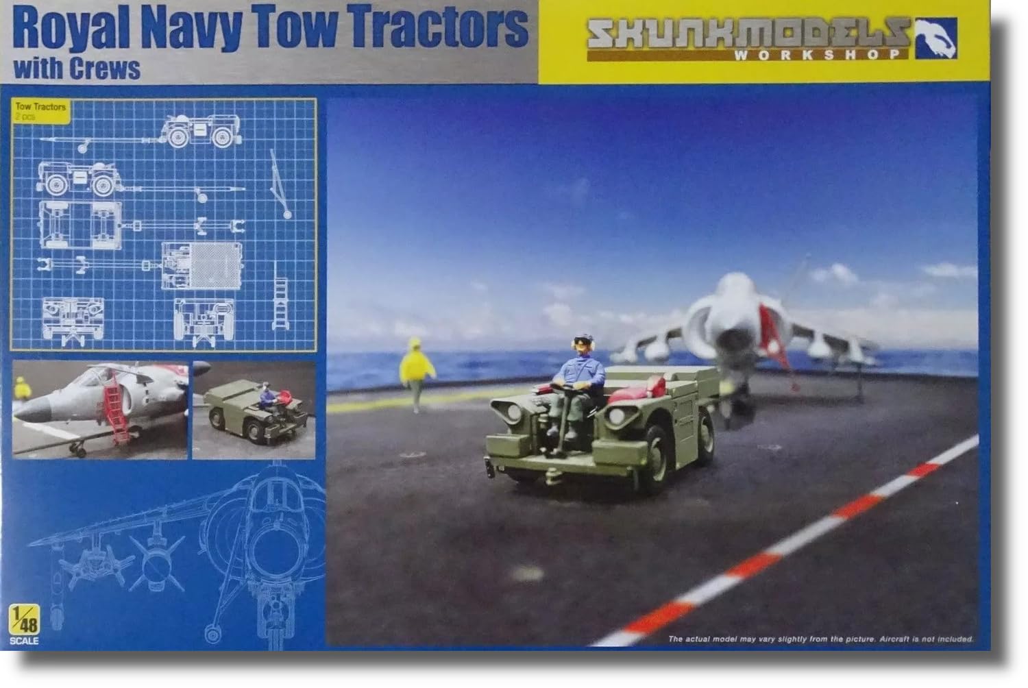 

Skunk Model 1/48 Scale Modern British Aircraft Carrier Flight Deck Tractor with Crew, Plastic Model Kit SMW48017