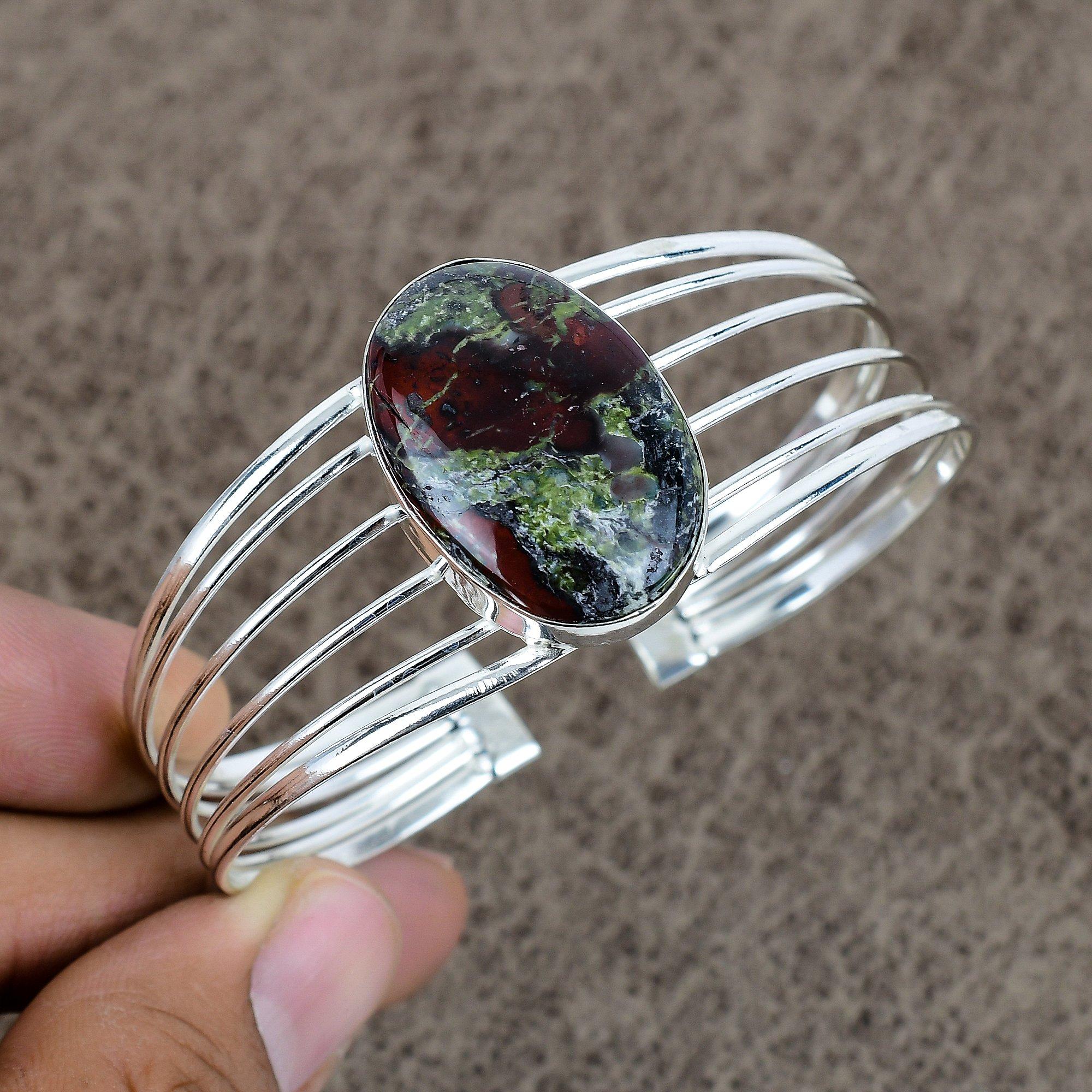 

Dragon Blood Gemstone Handmade 925 Sterling Silver Cuff Bangle Adjustable KKG-192