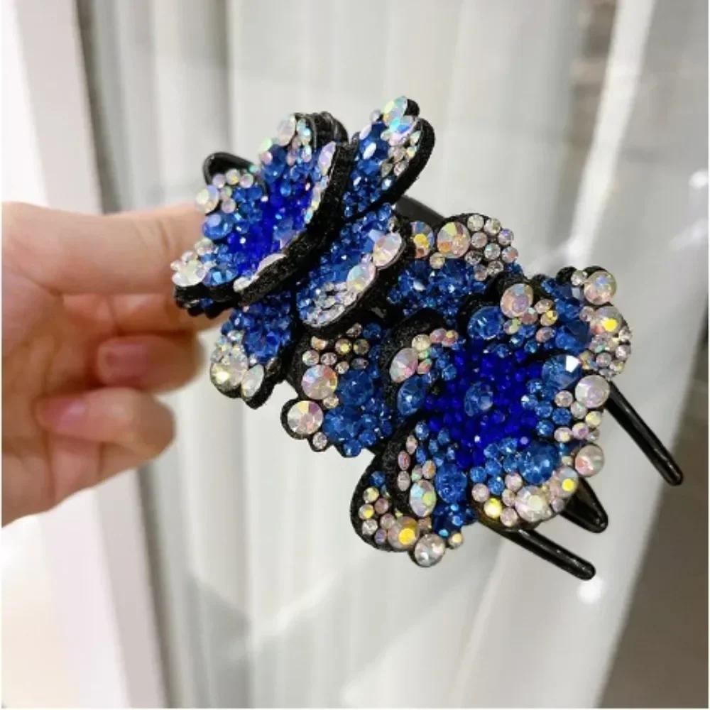 Shiny Rhinestone Hairpin Flower Leaf Duckbill Hair Claws Retro Hair Clips Accessories For Women Shinning Ponytail Headwear