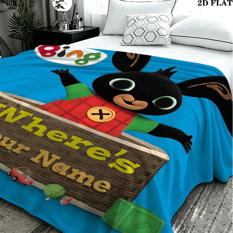 1PC Bing Custom Name Patterned Flannel Blanket Suitable For All Seasons for Home Decor Warmth and Comfort Gifts Holiday Present