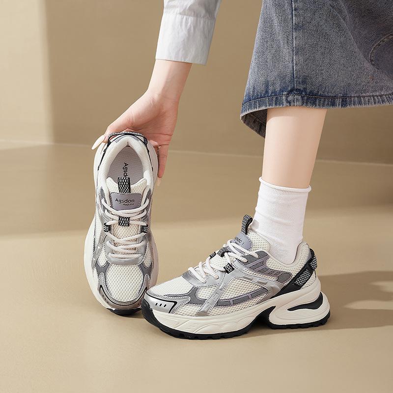 Augustine silver dad shoes women's 2025 new summer platform fried street casual sports shoes light running shoes