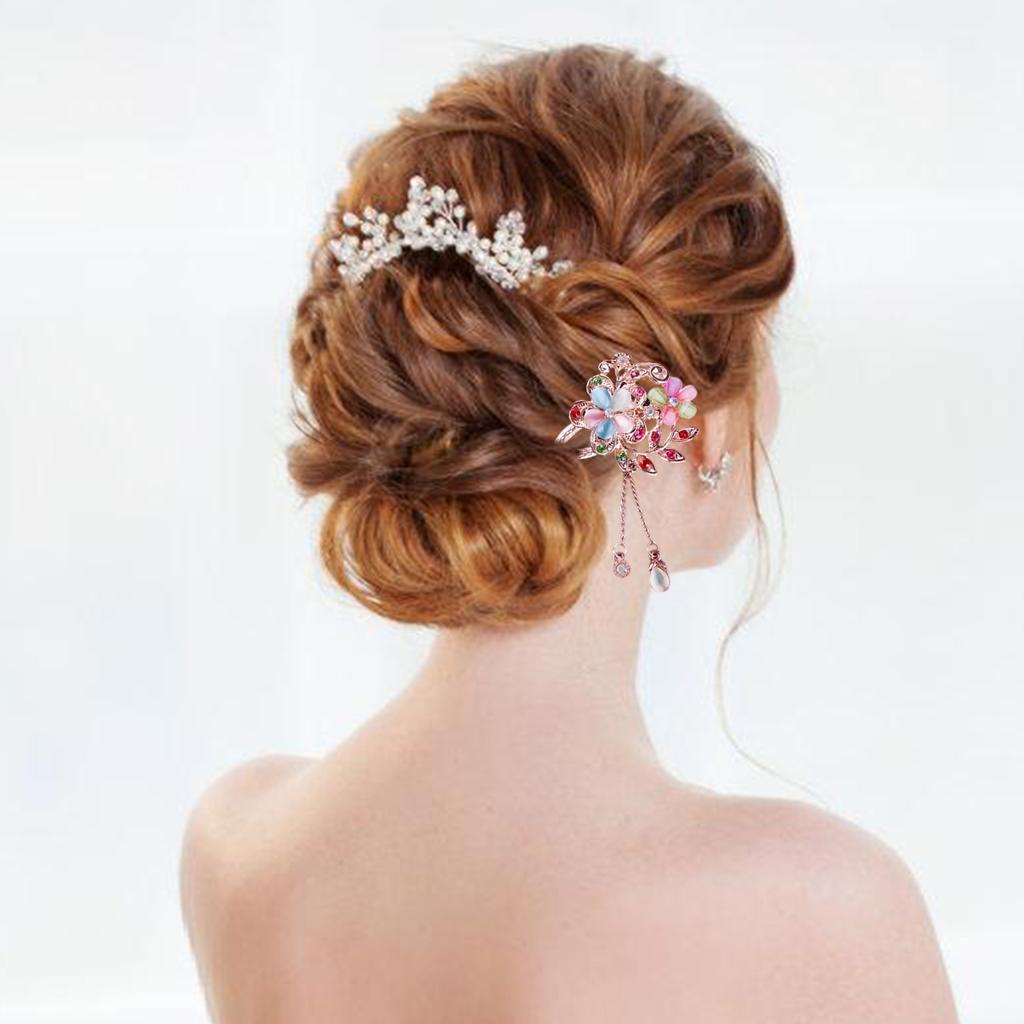 Eleganter silberfarbener Haarnadel mit Kristallfiligran Buyao für Frauen Mädchen Buyao für traditionellen Kopfschmuck Haarschmuck