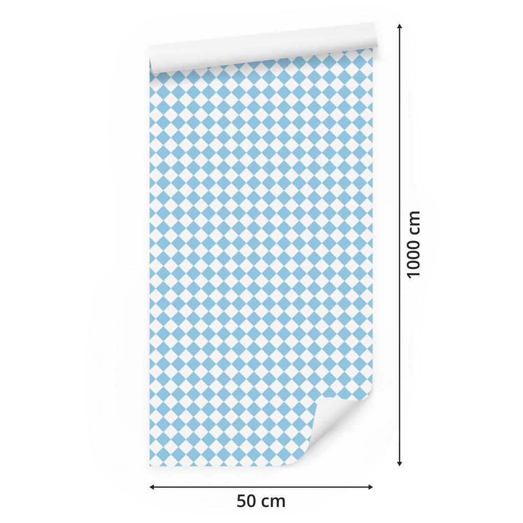 Geometric rhombus wallpaper, azure and white, azure background, 50x1000