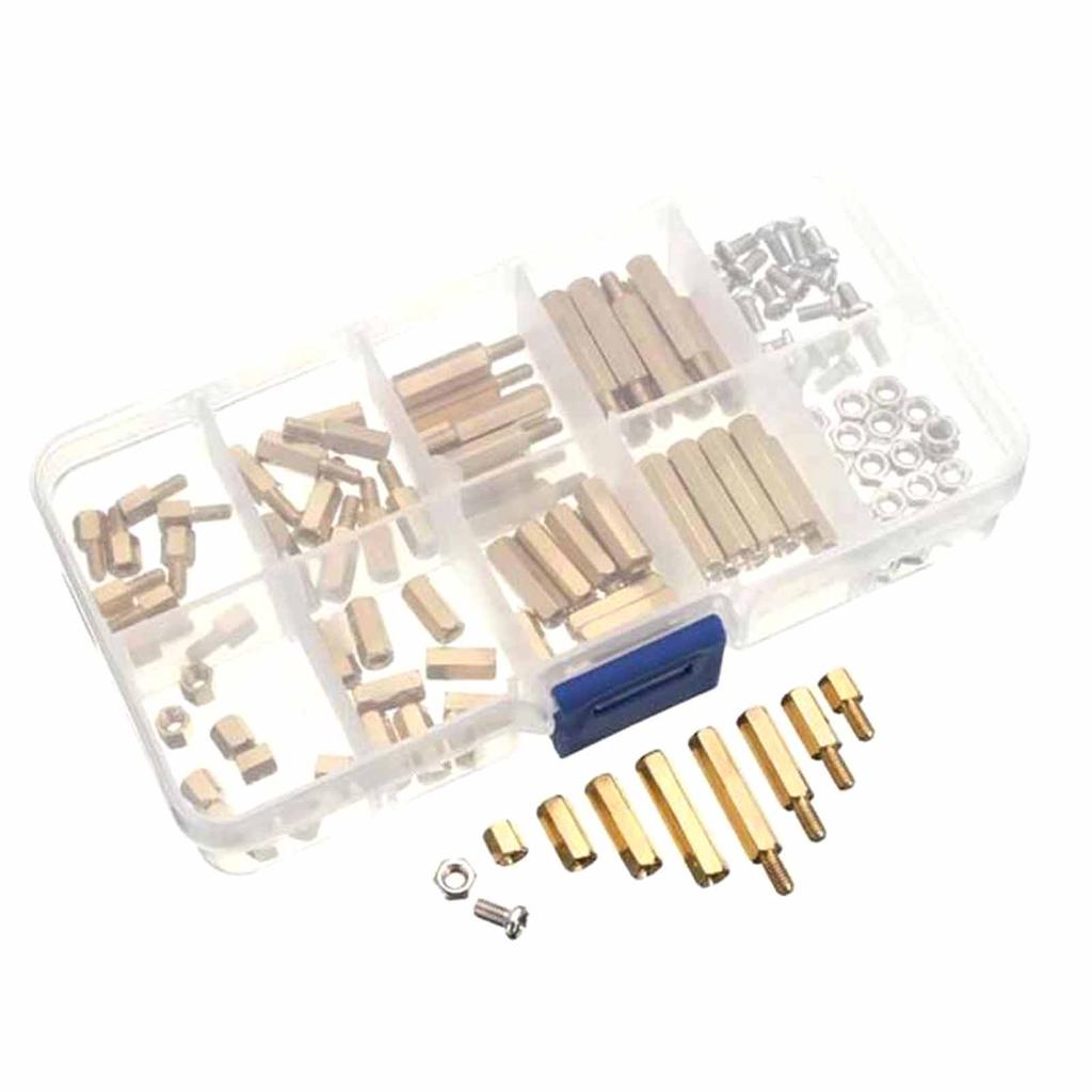 120PCS Nut Screws H ex Brass Spacer Assortment Kit Set Box Design M 3 Male Female Standoffs for P CB Board R epairing