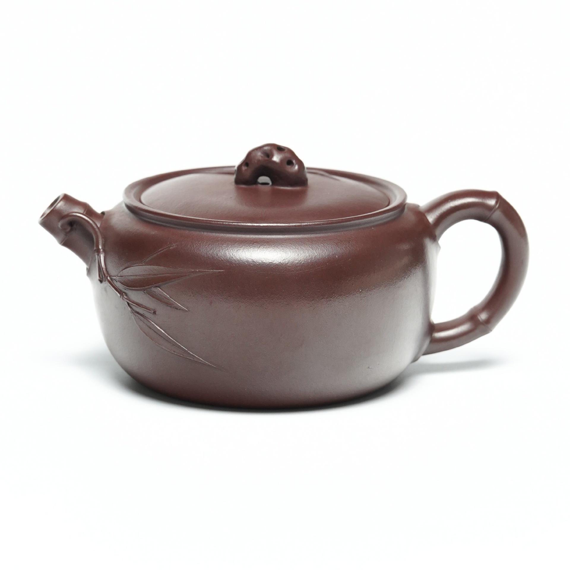 Yixing Zisha Teaware: Handmade Purple Clay Taihu Stone Bamboo Leaf Design