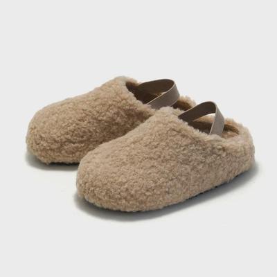Ruizu Kids' Furry Cork Cotton Warm Velvet Sandals - Boys' and Girls' Fleece Plus Cotton Sandals