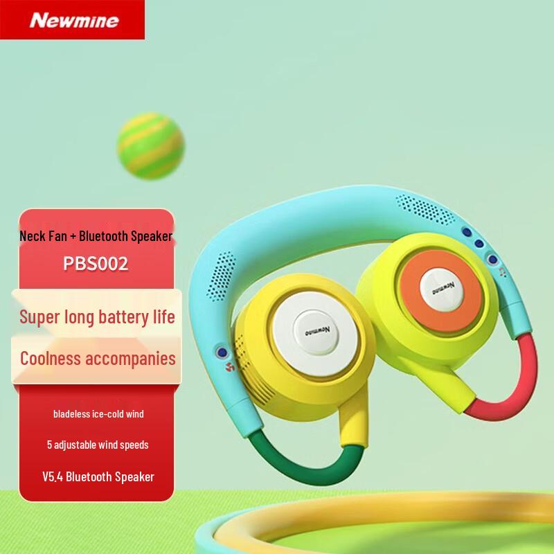 Newmine Wearable Neck Fan with Bluetooth Speaker