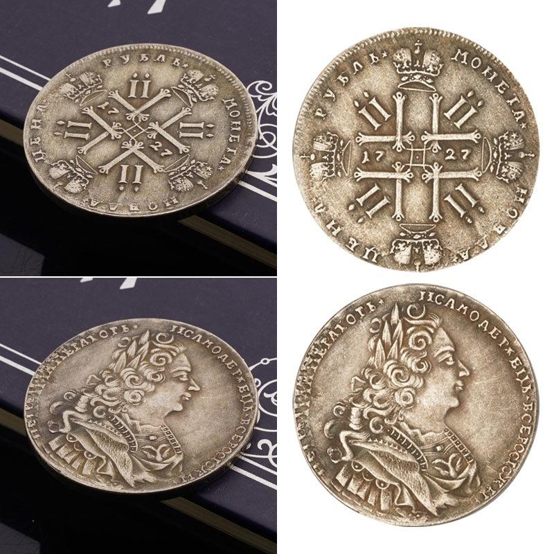 Russian 1727, Peter II, retro European style, home desktop ornaments, small gifts, copper coins, antique creative coins