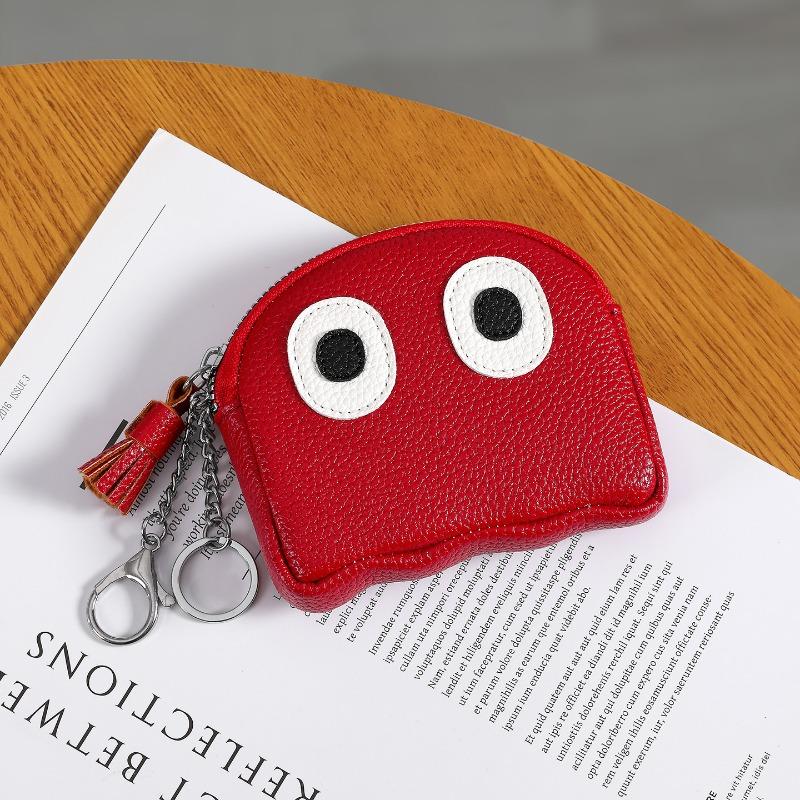 Cute Cartoon Ghost Coin Purse PU Leather Zipper Wallet Mini Keychain Pouch Small Change Purse for Women Girls