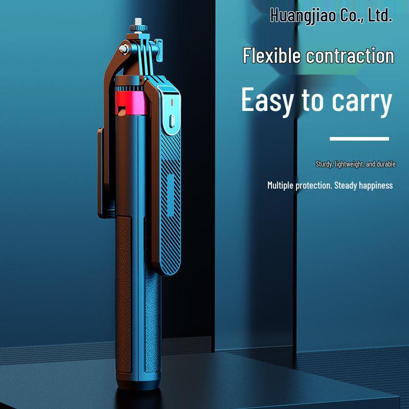 Aluminium Bluetooth Stativ Handyhalter & Selfie Stick mit Stabilisator für Live-Übertragung