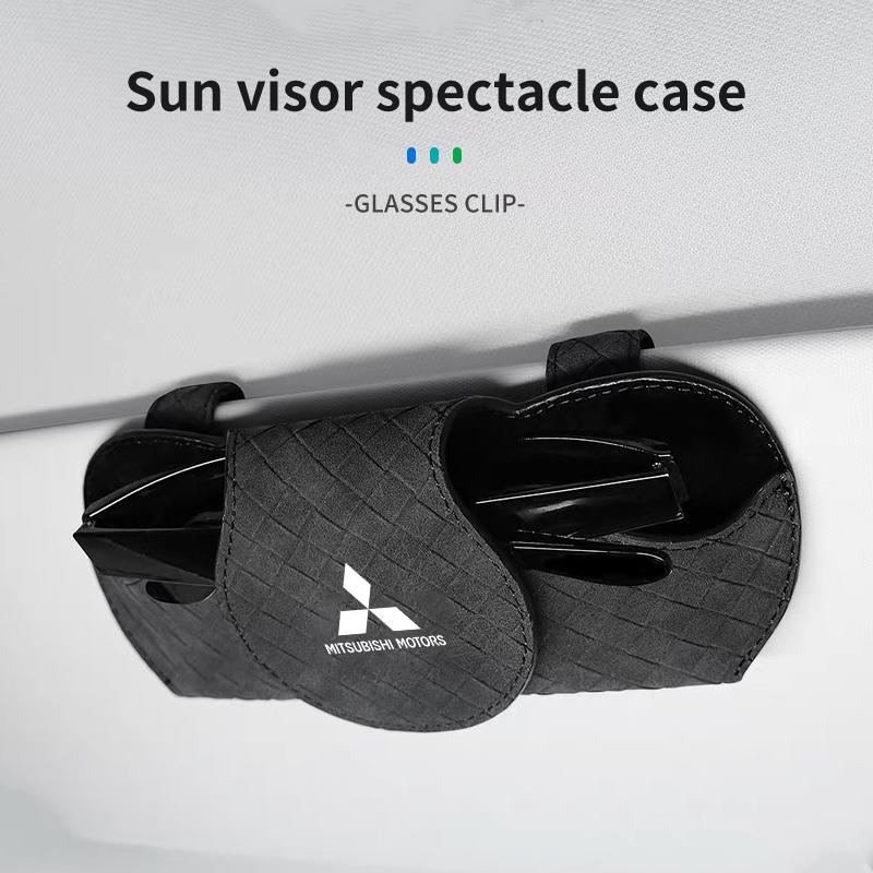 Universal Car Sunglasses Storage Box Sun Visor Glasses Case For Mitsubishi Outlander Lancer Eclipse Mirage Xpander Attrage
