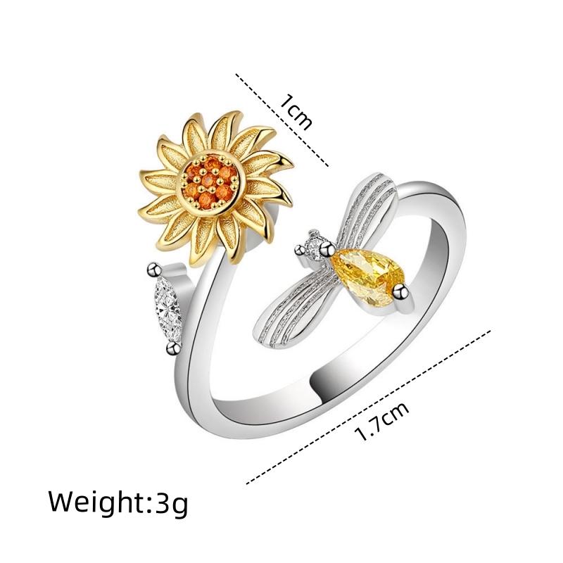 1pcs plated Imitation Gold Ring Simple Women Jewelry Rotatable Micro set Zirconia Personalized Luxury Casual Jewelry