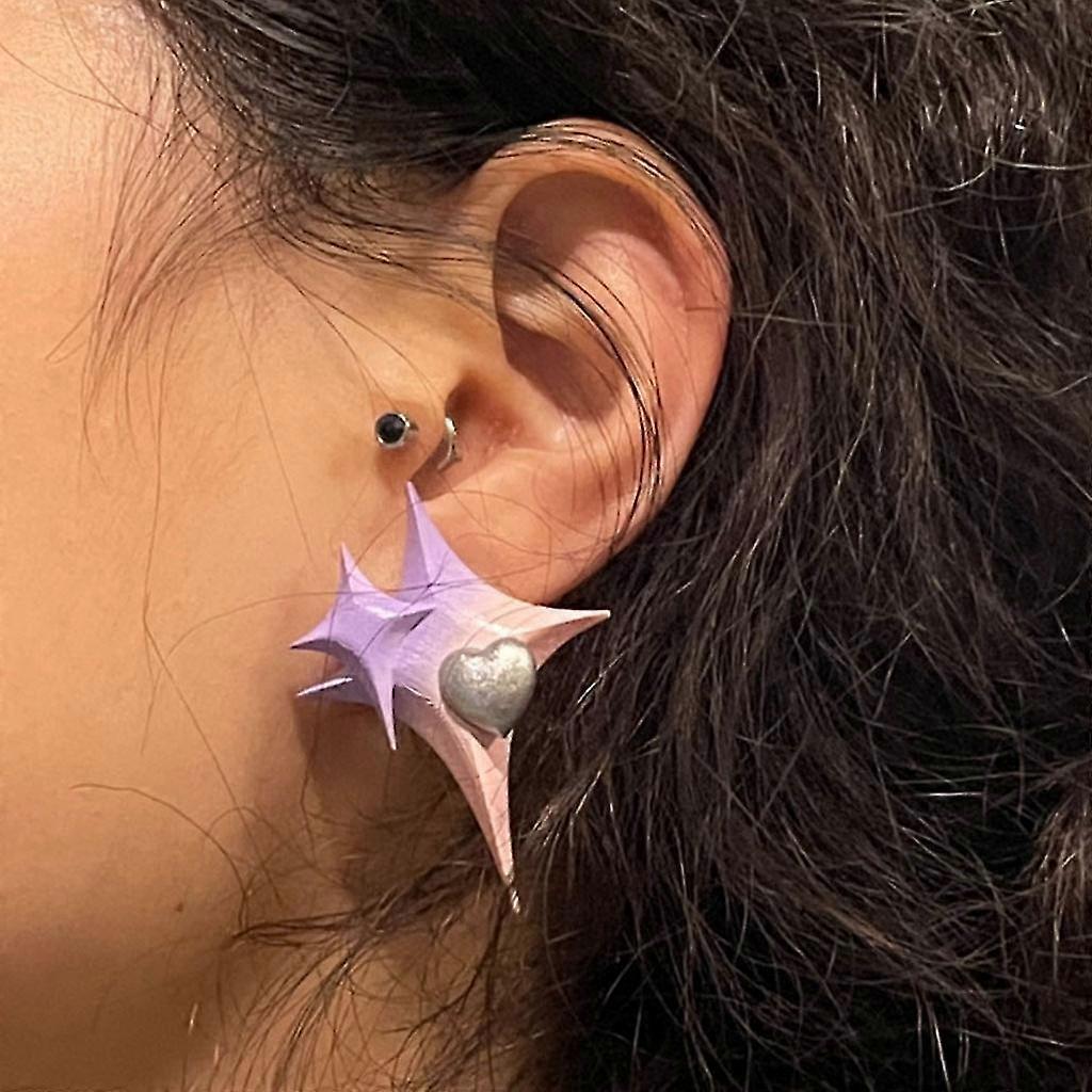 Double-star Gradient Statement Earring Hypoallergenic Stud For Women Girls