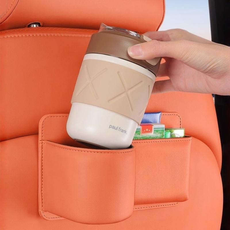 2-in-1 Car Door Cup Holder & Organizer Box Leather Storage Box with Phone Holder, for Drinks, Keys, Phones, Snacks Car Trash Can