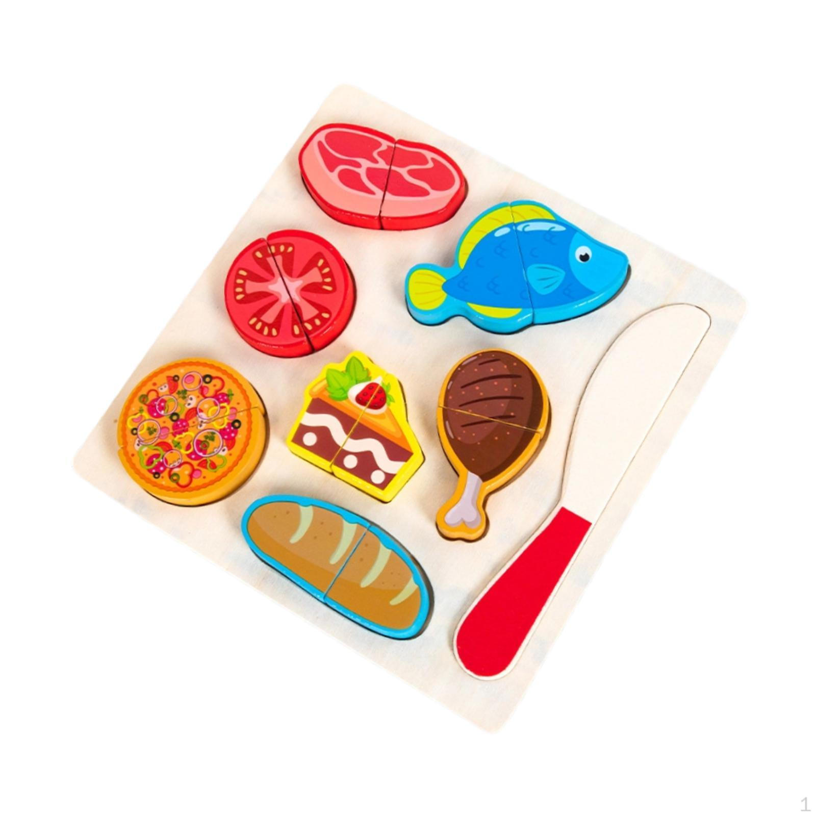 

Wooden Play Food Set Pretend Cutting Toys for Gifts Birthday Boys Girls Meat