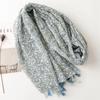 Retro Fringed Scarf Flower Print Yarn Shawl Fashion Travel Beach Towel  Women's Accessory