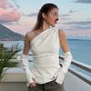 European and American slim fit and fashionable sexy temperament sloping shoulder sleeveless women's top