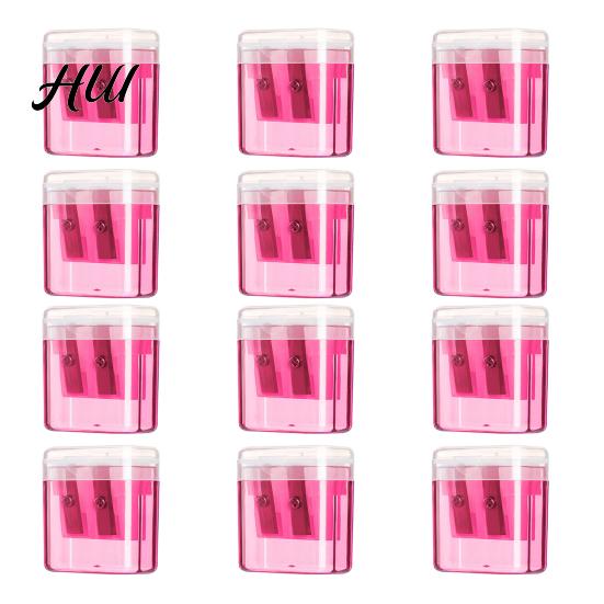 Dual Holes Handheld Pencil Sharpener 12Pcs Hole with Lid Compact Manual for Standard And Jumbo Pencils Travel-friendly Kids Adults School Office розовый
