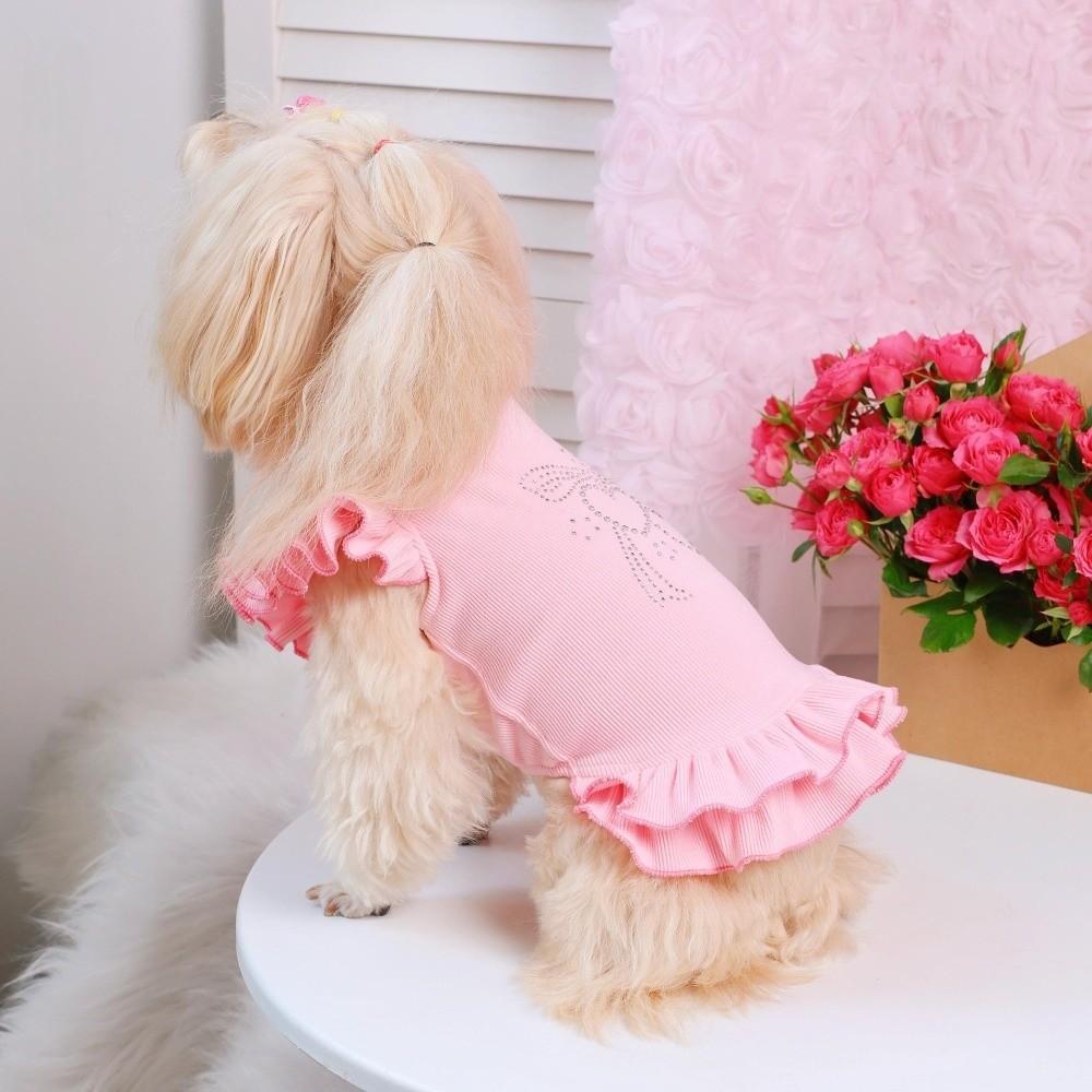 Lotus Leaf Edge Pet Base Dress Soft Comfortable Solid Color Pet Princess Dresses Lover Pattern Dog Skirt Shirts