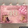 Sfondo 2D Glitter Rosa per 40° Compleanno Striscione Piatto 2D per Festa di Compleanno per Donne