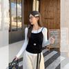 New Spring and Autumn Two-piece Solid Color Long-sleeved T-shirt Layered Vest Slim Fit Top for Women