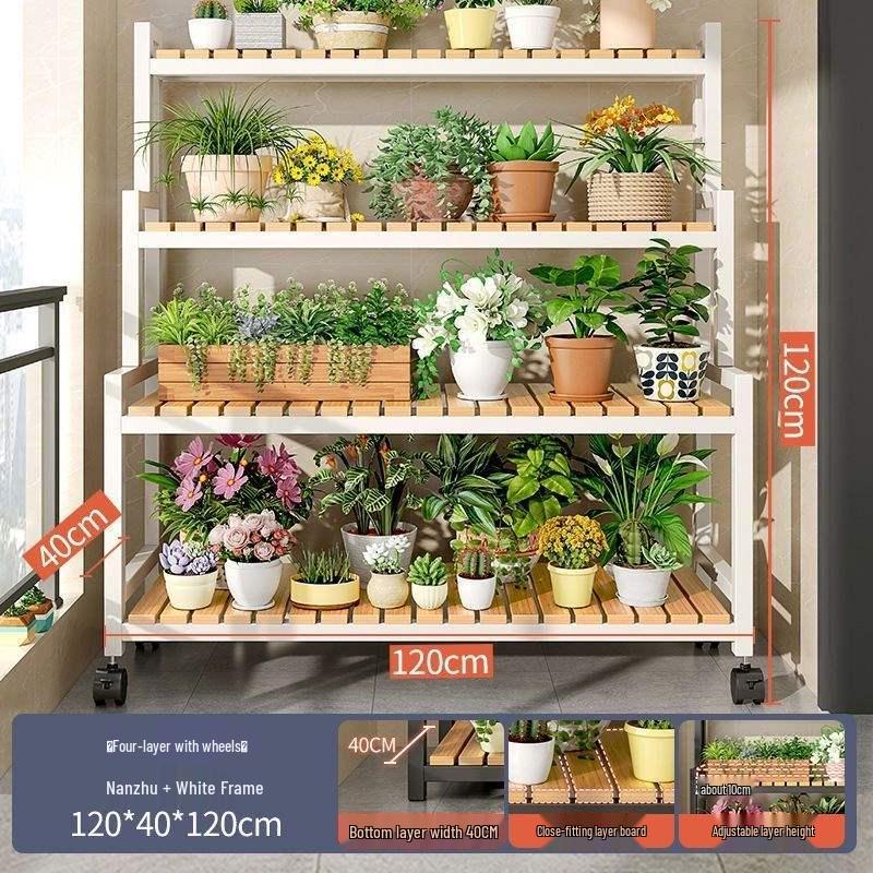2025 Beweglicher Mehrschichtiger Blumenständer mit Rädern für Wohnzimmer und Balkon