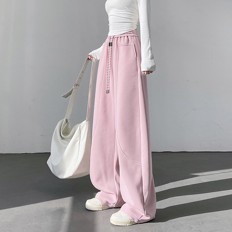 

Весна и лето Новые американские спортивные белые банановые широкие брюки женские повседневные свободные изогнутые спортивные брюки 2XL