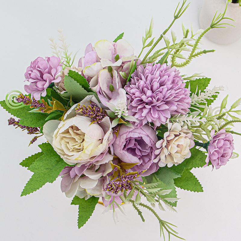 

7 Heads Artificial Flowers Silk Peony Rose Hydrangea Bouquet Home Decorations Party Wedding Bride Fake Plants Silk Flowers