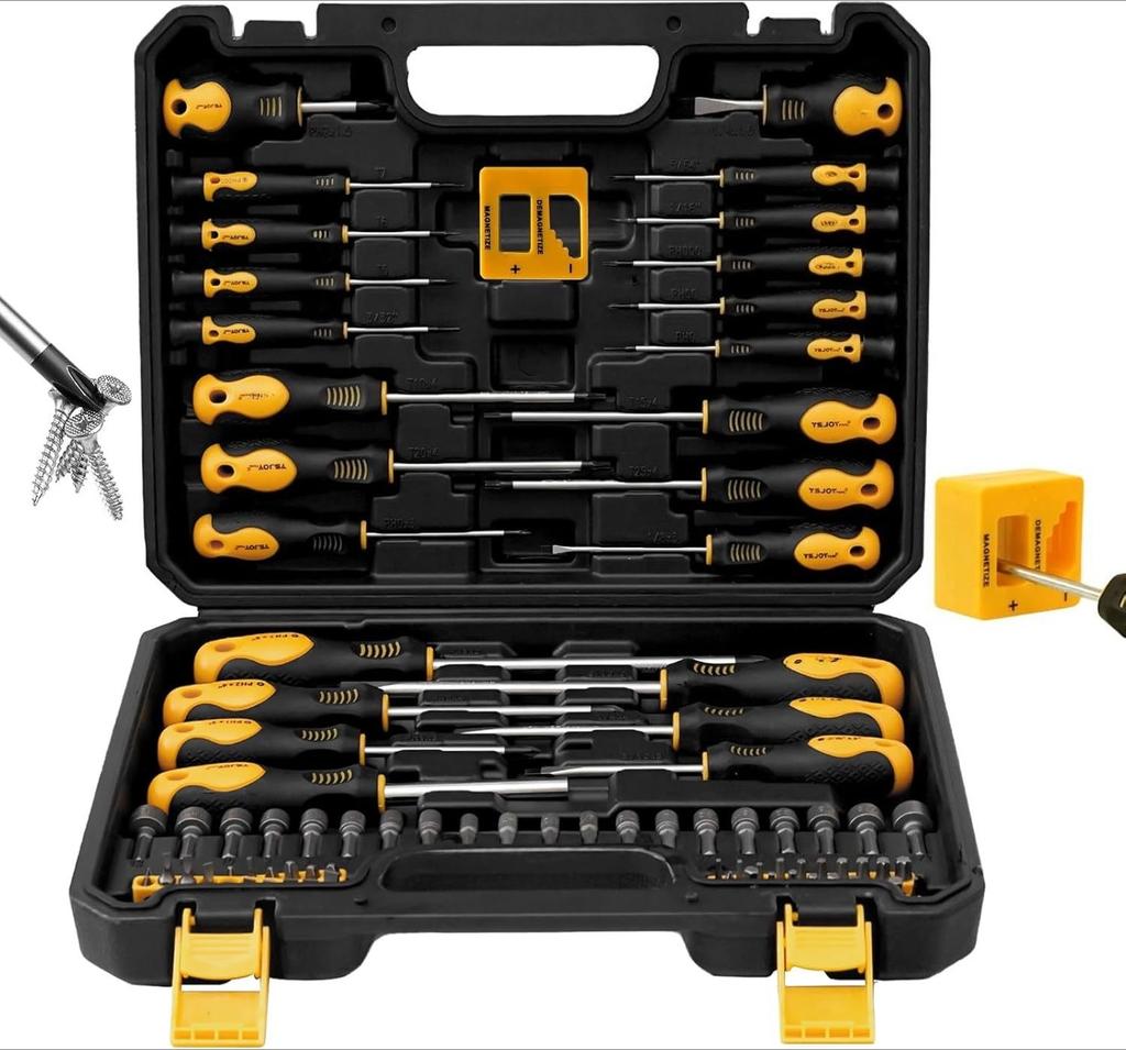 86-Piece Professional Screwdriver Set - Magnetic Tip with 40 Bits & 20 Drill Bits, Chrome Vanadium Steel for Precision Repair