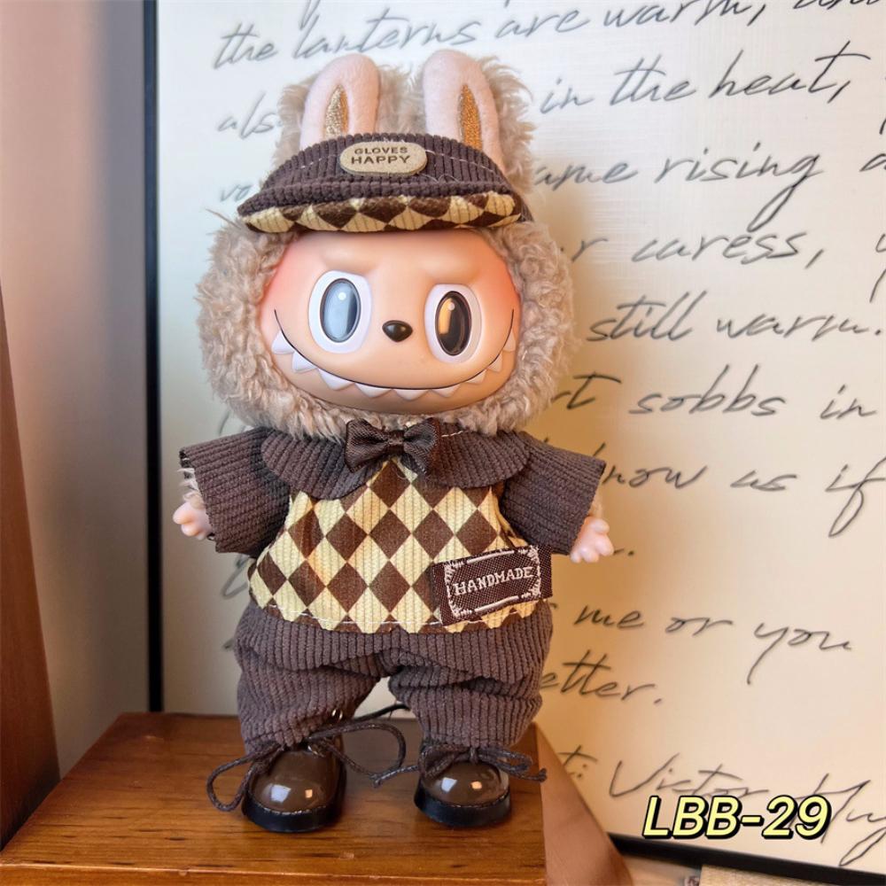 Cute Fashion Clothes Set 17cm Blind Box Doll Dress Up Accessories 1.0 2.0 3.0 For Labubu [No Doll,Only Clothes]