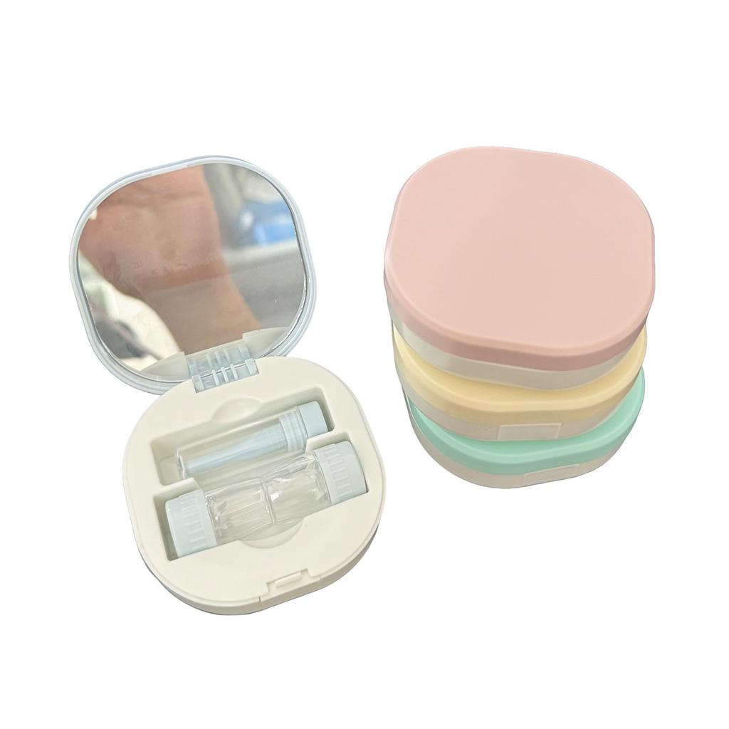 Kawaii Checkered Bow Decor Contact Lens Holder Multicolor Mini Portable Daily Lens Care Case