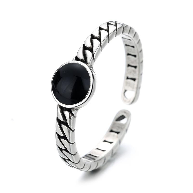 

925 Silver New Thick Simple Wave Light-shaped Solid Double-layer Rings Trendy Couple Ring Female Gift resizable