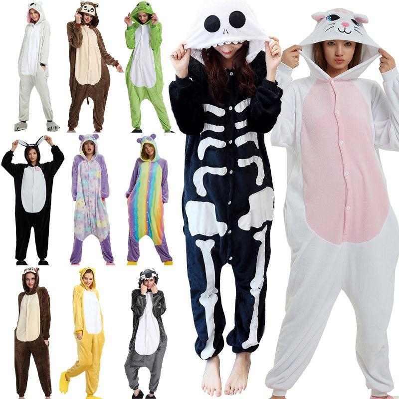 Gemütlicher Unisex Erwachsenen Tier Flanell Onsie Kostüm Pyjama mit Seitentaschen