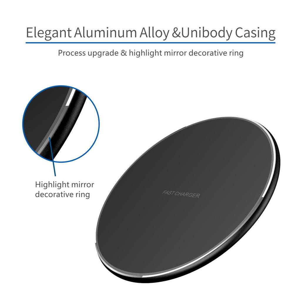 Ultra-Thin 15W Fast Wireless Charger for Apple & Huawei Devices