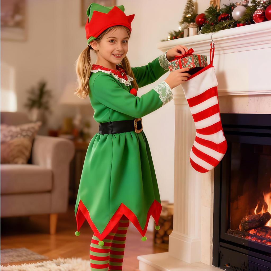 TUAHOUS Christmas Tree Cosplay Costume for Kids, Mrs. Claus, Elf, Gift Box, Reindeer, Unisex, Perfect for Events, Costumes, Banquets, Photoshoots,