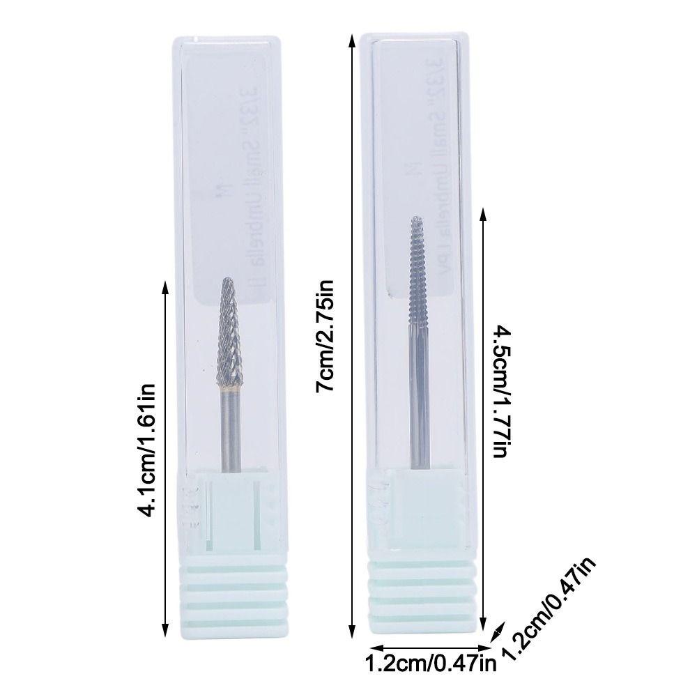 2PCS Needle Nail Drill Bits Tungsten Steel Cuticle Cleaner Bits Nail Care Services