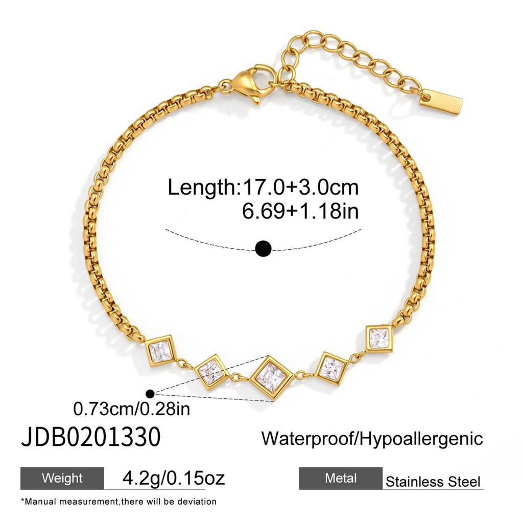 Youthway 18K Gold PVD Plated Geometric Zircon Chunky Bracelets For Women New Stainless Steel Waterproof Cuff Bracelets Jewelry