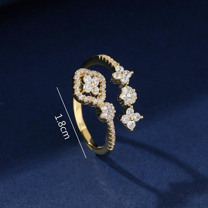 Fashion, personality, niche, exquisite design, floral ring, cool style