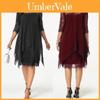 Elegant Plus Size Womens Overlay Three Quarter Sleeve Lace Long Dress