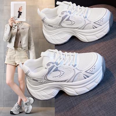 Mesh Heightening Women's Shoes Dad's New Spring and Autumn Thick-soled Breathable Versatile Casual Sports Shoes High Value