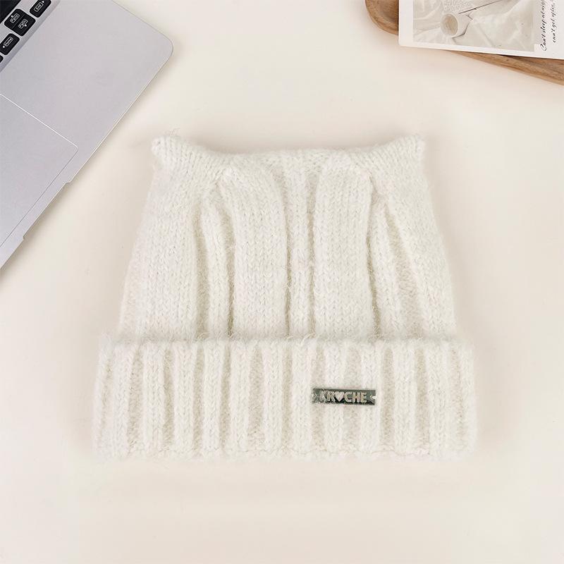 New knitted wool hat winter warm cold hat cute casual versatile headhat show face small wool hat