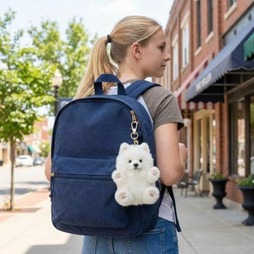 PP Cotton Samoyed Plush Ornaments Lifelike Samoyed Plush Toy  Backpack Decoration