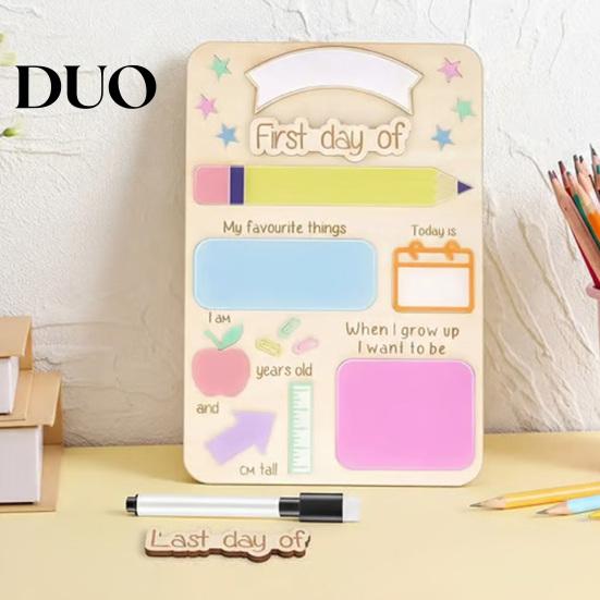 Wooden Message Center First Day of School Sign, Reusable Chalkboard Sign for Kids, Back Small Hanging Board to Decorations Supplies Kindergarten
